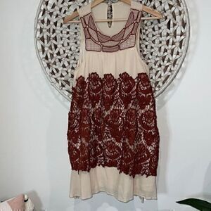 Altar’d State burgundy and tan lace dress size small